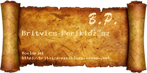 Britvics Periklész névjegykártya
